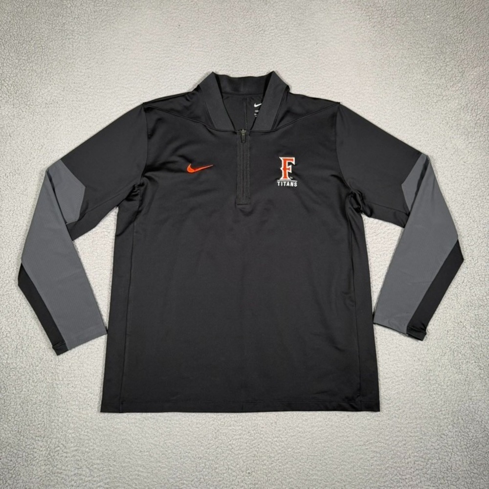 Nike Shirt Mens XL Black 1/4 Zip Pullover Performance Stretch Casual Preppy Logo